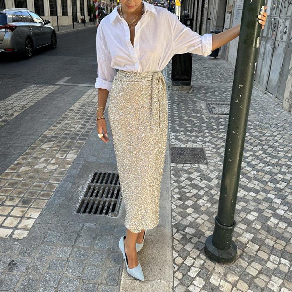 Never Fully Dressed Sequin Maxi Wrap Jaspre Skirt